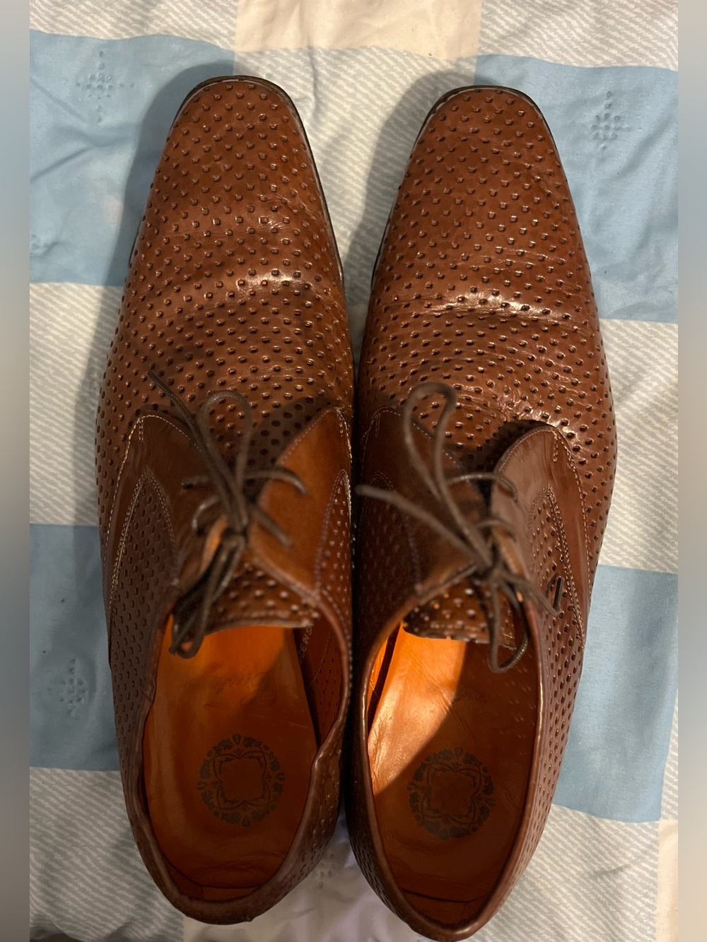 Mezlan Mens 11M Brown Perforated Leather Oxford Dress Shoes Square Toe